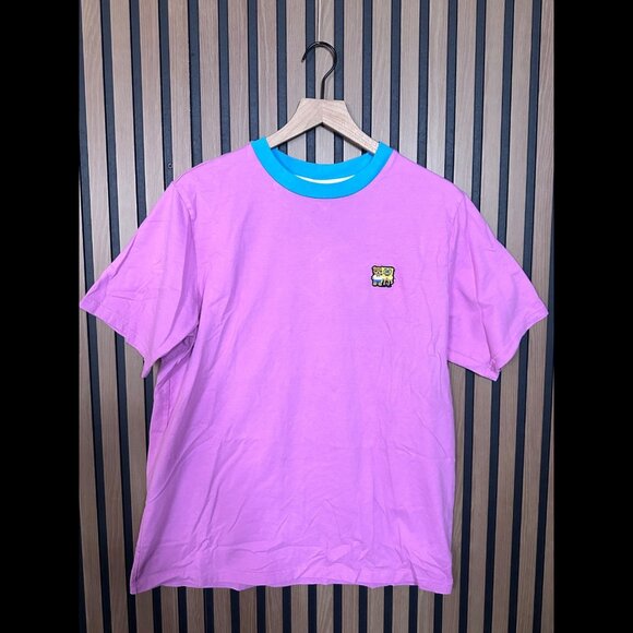 Teddy Fresh x Spongebob Squarepants T Shirt Medium Mens Pink Blue Trim Logo